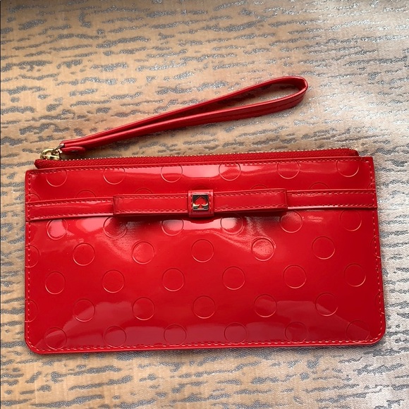 kate spade Handbags - Kate Spade Red Bow Polka Dot Wristlet